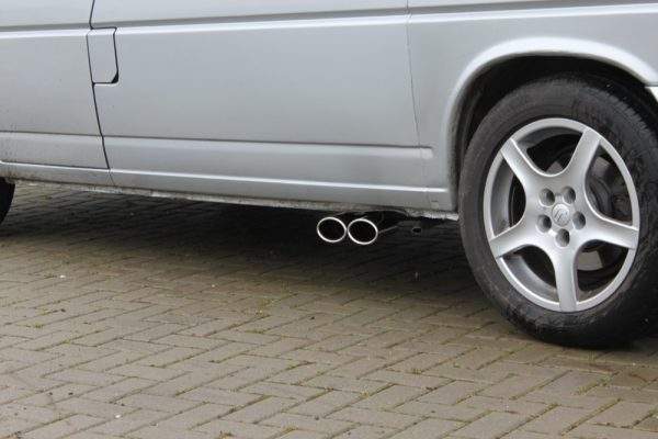 VW T4 - 2,5l TDI Sidepipe bestehend aus End- und Vorschalldämpfer mit Ausgang an der Fahrerseite - 2x106x71 Typ 38 – Bild 3