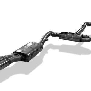 Audi A4 B5 - Frontantrieb Komplettanlage, bestehend aus Endschalldämpfer 2x80 Typ 10, Vorschalldämpfert und Downpipe 76mm mit 300-Zellen-HJS Katalysator