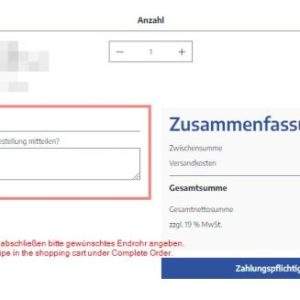 Aufpreis für Sonderendrohrvariante
