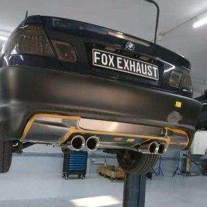 BMW E46 320/ 323/ 325/ 328/ 330 M3-Optik V2 Endschalldämpfer Ausgang zentriert - 4x90mm Typ 25 mittig Variante 2