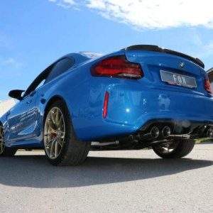 BMW F87 M2 Competition + CS Endschalldämpfer quer Ausgang rechts/links mit 2 Abgasklappen - 2x90 Typ 25 rechts/links