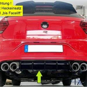 Rieger Heckeinsatz VW Polo AW GTI Facelift ABS - glänzend - für 4x100mm Endrohre - schwarz glänzend inkl. Montagezubehör und Gutachten