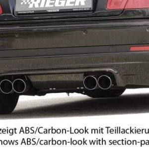 Rieger Heckansatz für Coupe und Cabrio - ABS Barbon Look für Doppelendrohr li. u. re., mittig, (4x90mm ø), ABS, für Fzg. mit M-Technik,inkl. Alugitter, Montagezubehör, Gutachten