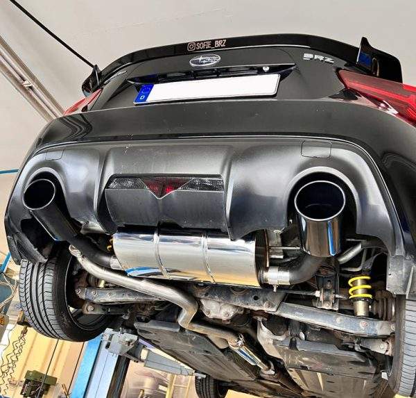 Subaru BRZ/ Toyota GT86 Endschalldämpfer quer Ausgang rechts/links inkl. Vorschalldämpfer - 129x106 Typ 32 rechts/links schwarz emalliert – Bild 4