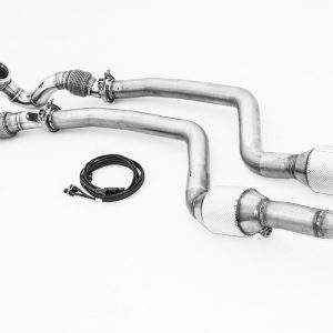 2x70mm Downpipe mit 200 Zellen Sport-Kat. Edelstahl