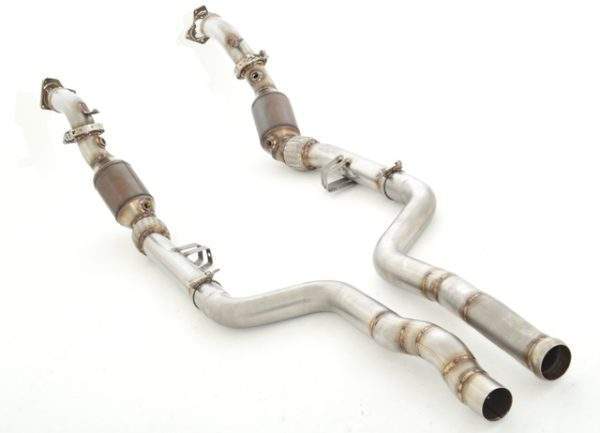 2x 70mm Downpipe mit 200 Zellen Sport-Kat. Edelstahl