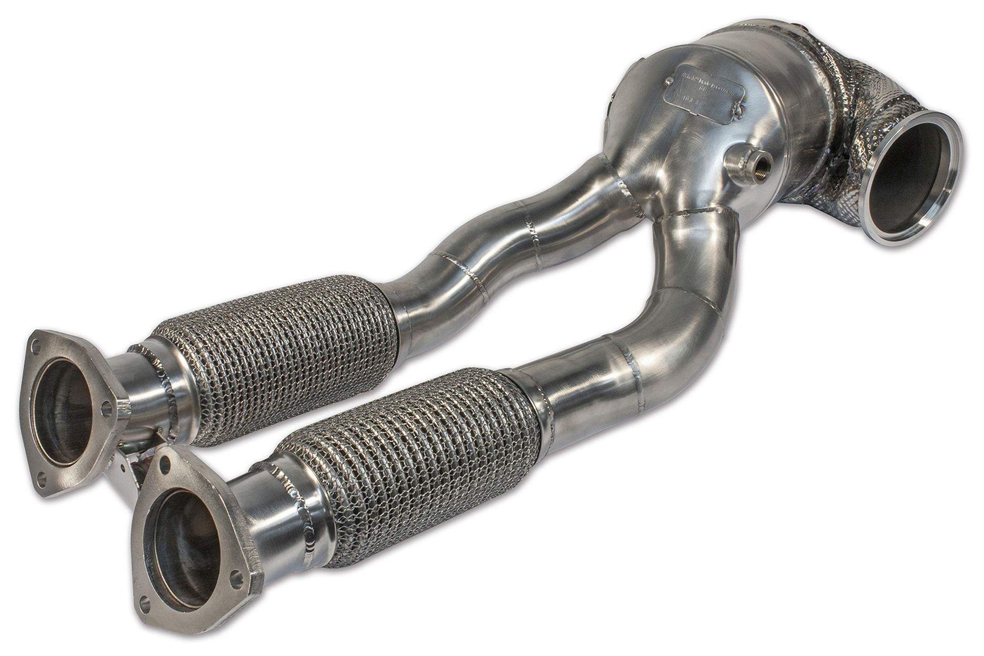 2x63.5mm Downpipe mit 200 Zellen HJS Sport-Kat. Edelstahl