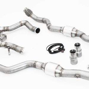 2x 76mm Downpipe mit 200 Zellen Sport-Kat. Edelstahl