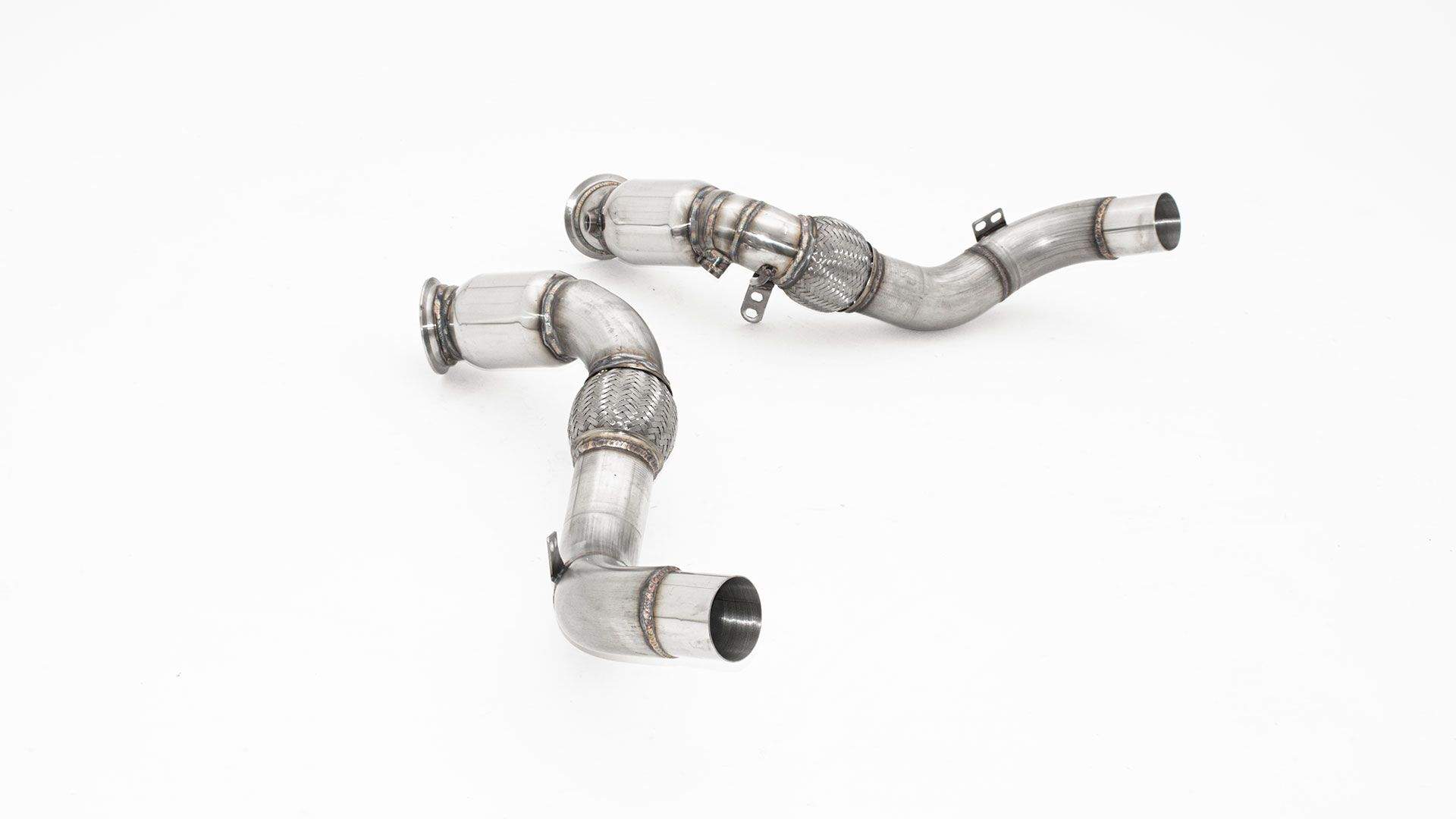 2x 76mm Downpipe mit 200 Zellen Sport-Kat. Edelstahl