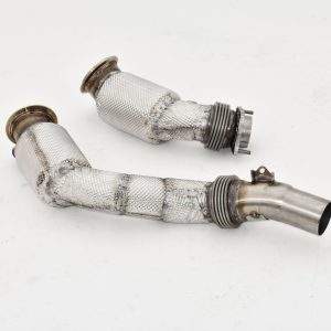 2x80/65mm Downpipe mit 200 Zellen HJS Sport-Kat. Edelstahl