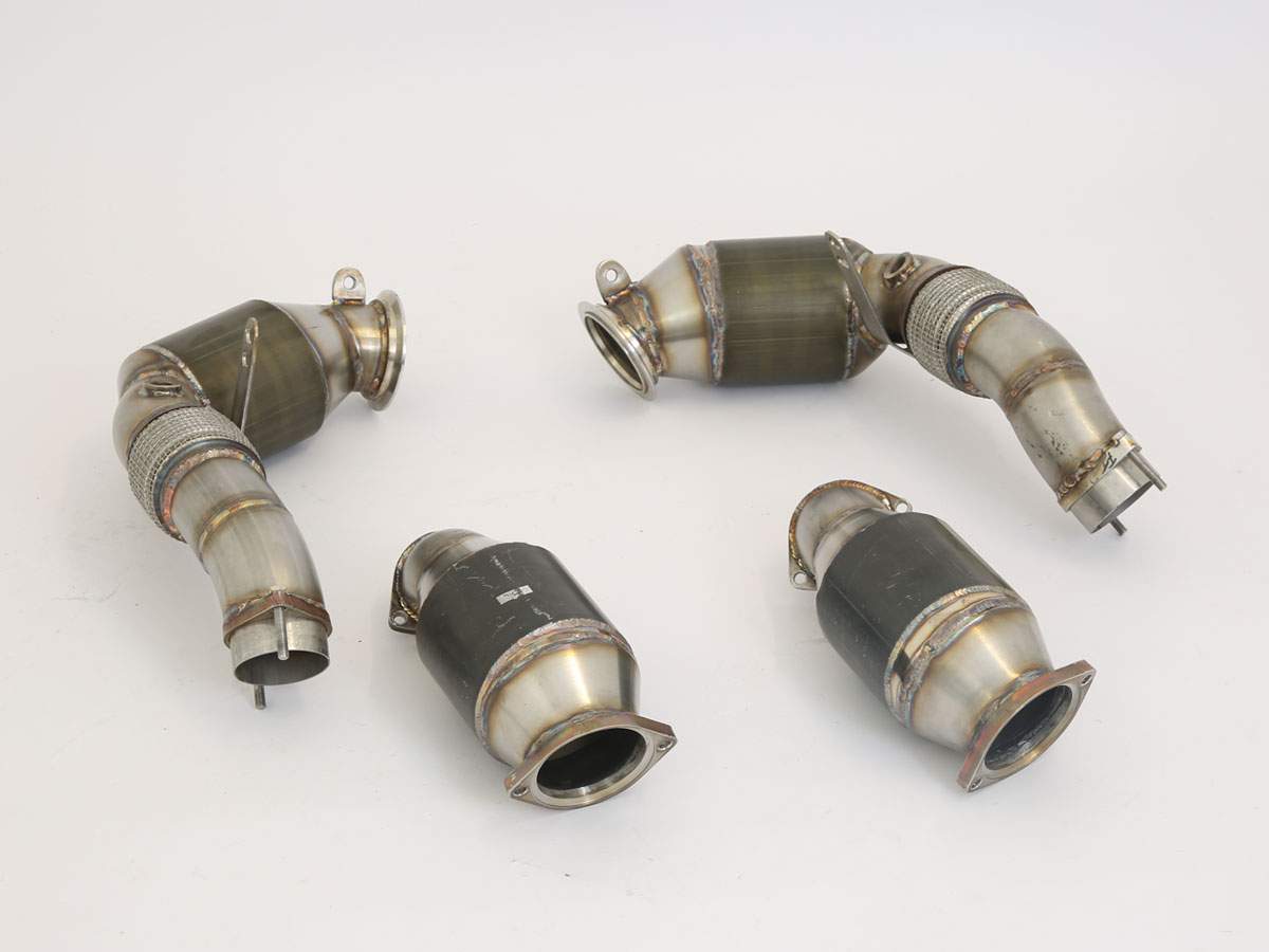 2x76mm Downpipe mit 200 Zellen Motorsport-Kat. Edelstahl