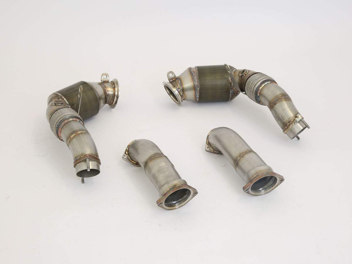 2x76mm Downpipe mit 200 Zellen Motorsport-Kat. Edelstahl