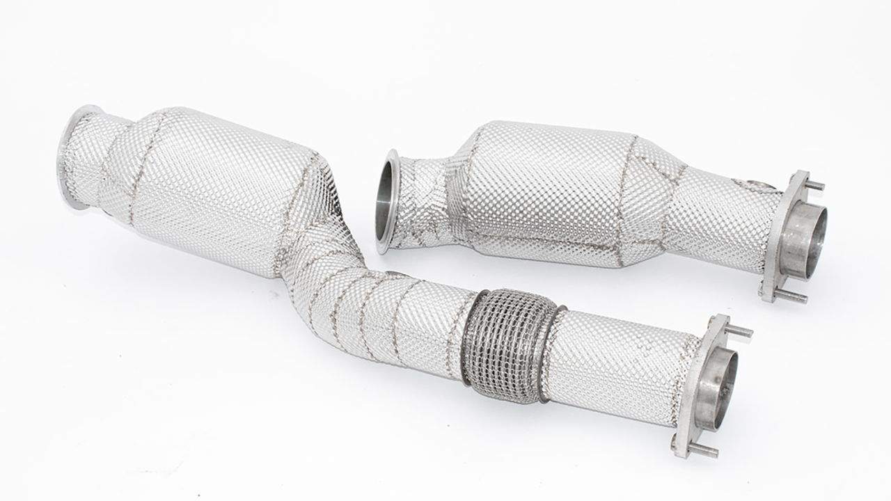 2x76mm Downpipe mit 200 Zellen Motorsport-Kat. Edelstahl