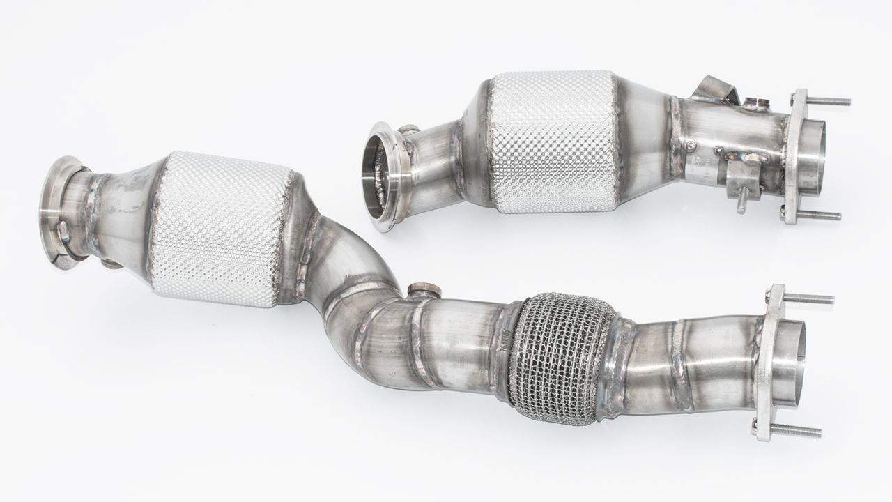 2x76mm Downpipe mit 200 Zellen Motorsport-Kat. Edelstahl