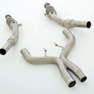 2x 76mm Downpipe-Unterteil mit 200 Zellen Sport-Kat.